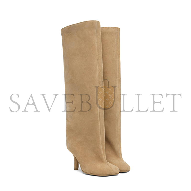 MAISON MARGIELA TAN ANATOMIC SLIP-ON SUEDE TALL BOOTS 252188F115000